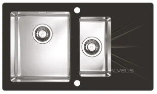 ALVEUS köögivalamu KARAT 20 vasak, 860x500mm, I, roostevaba teras/must klaas