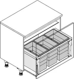 HAILO CARGO TRIPLE XL 900 prügikastisüsteem ülaplaadiga 28L/28L/28L, K402,S420, tumehall