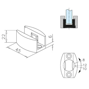 GF juhik 6109 klaasuksele 8-12mm rst disain