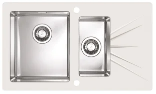 ALVEUS köögivalamu KARAT 20 vasak, 860x500mm, I, roostevaba teras/valge klaas