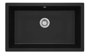 DEANTE valamu CORDA, 800x500x204mm, pealt või alt paigaldatav, kivi, Nero must