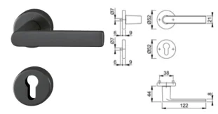 HOPPE link+kilp M1642/42KV/42KVS PZ Los Angeles F96-1-R satiinmust 37-42mm