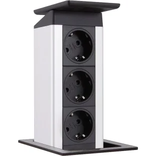 SCH EVOline Port Push pistikupesa torn, 3xSchuko, roostevaba kaas