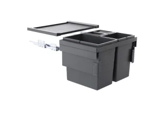 HAILO CARGO SYNCRO prügikastisüsteem 600mm 28L/13L/13L+1x kaas 13L ülaplaadiga, K424,S400,L568, tumehall
