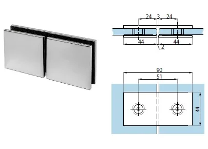 CDA klaasiklamber klaas/klaas 180* H=51mm klaasile 8-12mm toon RST harjatud