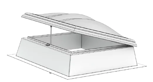 LAMILUX F100 LAd 100/100 K15 Mootoriga ventileeritav. 2x akrüülkuppel. 15cm alusraam. Valge PVC.