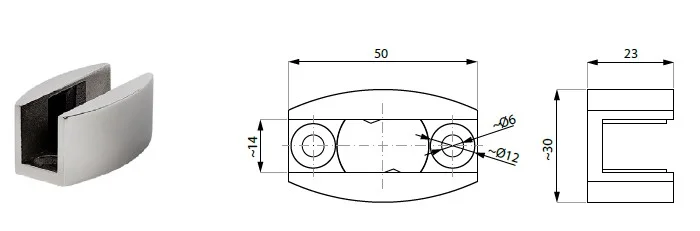 CDA põrandajuhik 8-12mm klaas toon RST harjatud