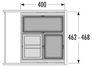 HAILO CARGO SYNCRO prügikastisüsteem 500mm 18L/13L/13L ülaplaadiga, K424,S400,L468, tumehall