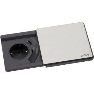 SCH EVOline Square80 pistikupesa, 1xSchuko+USB laadija, roostevaba
