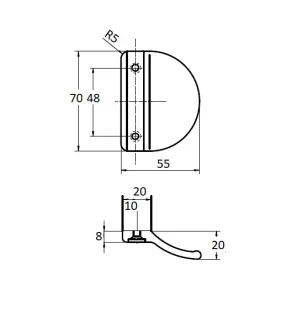 ROTO rõduukse kõrv K060A20728 RAL9016 (valge) PVC