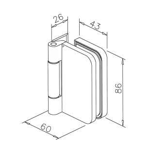 GF hing klaasuksele MOD2241 sein/klaas ukse kaal 50kg 8-10mm klaasile toon RST harjatud