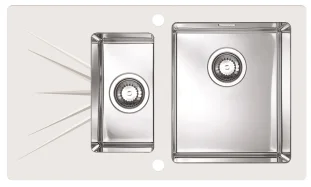 ALVEUS köögivalamu KARAT 20 parem, 860x500mm, I, roostevaba teras/valge klaas