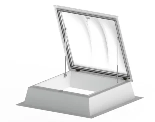 LAMILUX F100 LAd 100/100 K15 Pääs katusele, lukustusega link. 2x akrüülkuppel. 15cm alusraam. Valge PVC.