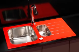 ALVEUS köögivalamu GLASSIX 20, 860x500mm, I, pööratav, roostevaba teras/punane klaas