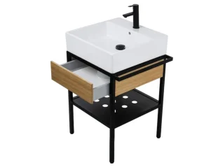 DEANTE vannitoa konsool TEMISTO valamu ja sahtliga, 500x665x700mm, roostevaba teras, must