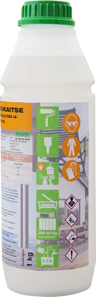 Tööstuslik puidukaitse IMPRA®LIT TSK-40: antifungi- ja termiidikaitse puiduimmutus, 1 kg pudel, kontsentraat
