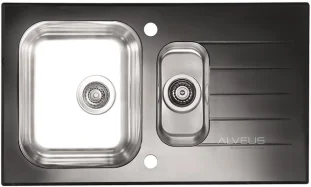 ALVEUS köögivalamu GLASSIX 20, 860x500mm, I, pööratav, roostevaba teras/must klaas