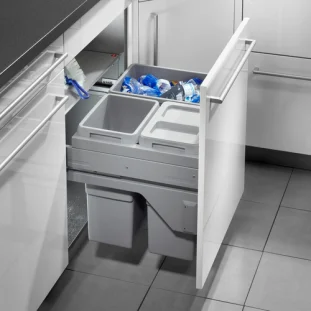 HAILO Euro Cargo S 600 prügikastisüsteem 30L/13L/13L+kaas+katteplaat metall, K439,S403,L568, helehall