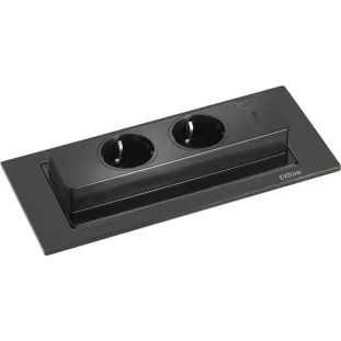 SCH EVOline Backflip pistikupesa, 2xSchuko+1xUSB-C, must matt