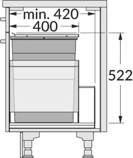 HAILO CARGO TRIPLE XL 450 prügikastisüsteem ülaplaadiga 55L, K402,S420, tumehall