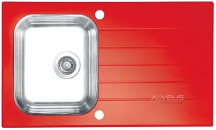 ALVEUS köögivalamu GLASSIX 10, 860x500mm, I, pööratav, roostevaba teras/punane klaas