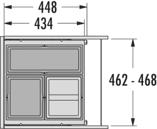 HAILO AS Cargo prügisüsteem 500mm 17L/13L/13L, tumehall L468 x S434 x K370