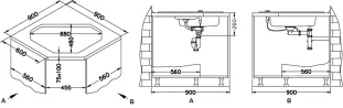 ALVEUS köögivalamu NIAGARA 60, 900x500mm, I, graniit, steel-G04M