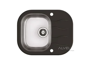 ALVEUS köögivalamu WAVE 10, 620x500mm, I, pööratav, roostevaba teras/must klaas