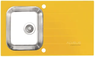 ALVEUS köögivalamu GLASSIX 10, 860x500mm, I, pööratav, roostevaba teras/kollane klaas