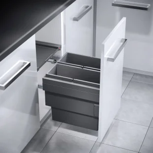 HAILO CARGO SYNCRO prügikastisüsteem 450mm 18L/18L ülaplaadiga, K424,S400,L418, tumehall