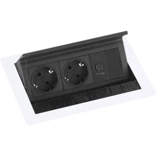 SCH EVOline FlipTop Push pistikupesa, 2xSchuko + USB-A- USB-C-, Valge