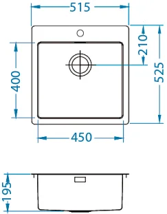 ALVEUS köögivalamu MONARCH PURE 30, 515x525x195mm, F/S, roostevaba teras, antratsiit