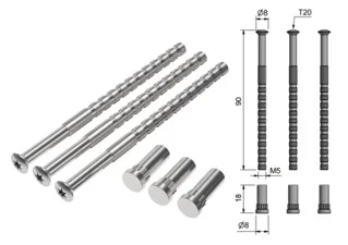 ROCA rõduukse lingi Tyresö kruvi komplekt Matt kroom M5x90