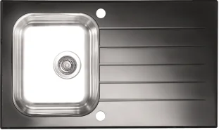 ALVEUS köögivalamu GLASSIX 10, 860x500mm, I, pööratav, roostevaba teras/must klaas