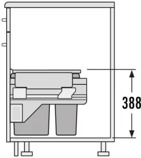 HAILO AS Cargo prügisüsteem 300mm 15L/10L, tumehall L268 x S403 x K388