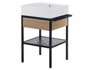 DEANTE vannitoa konsool TEMISTO valamu ja sahtliga, 500x565x700mm, roostevaba teras, must