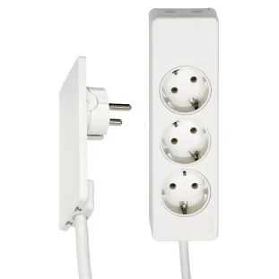 SCH EVOline Plug pikendusjuhe 1,5m, 3-pesa, valge