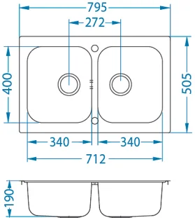 ALVEUS köögivalamu LINE MAXIM 90, 795x505mm, F/S, pööratav, roostevaba teras, satiin