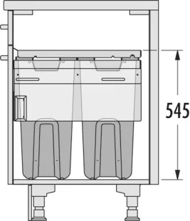 HAILO pesukorvide süsteem 450mm antratsiit ,2x33L ,490x320x620mm,raam+siinid