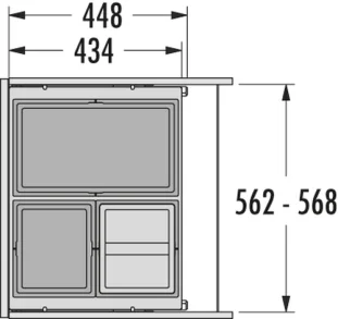HAILO AS Cargo prügisüsteem 600mm 28L/13L/13L, tumehall L568 x S434 x K370