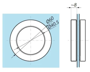 CDA tabletkäepide 60mm läbiva avaga klaasile 8-12mm toon EV1 anodeering