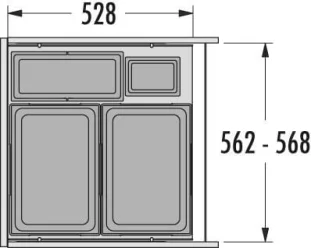 HAILO Euro Cargo prügisüsteem 600mm 38L/38L/12L-kaanega/2.5L, K545,S528,L562 Helehall