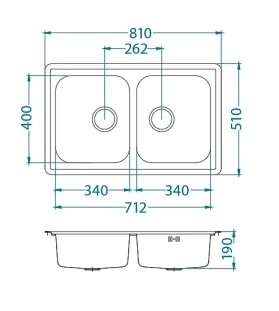 ALVEUS köögivalamu ELEGANT 40, 810x510mm, I, roostevaba teras, satiin