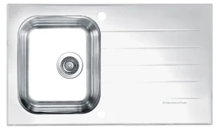 ALVEUS köögivalamu GLASSIX 10, 860x500mm, I, pööratav, roostevaba teras/valge klaas