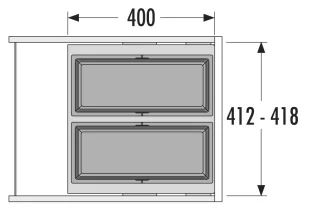 HAILO CARGO SYNCRO prügikastisüsteem 450mm 18L/18L ülaplaadiga, K424,S400,L418, tumehall