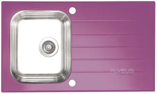 ALVEUS köögivalamu GLASSIX 10, 860x500mm, I, pööratav, roostevaba teras/violetne klaas