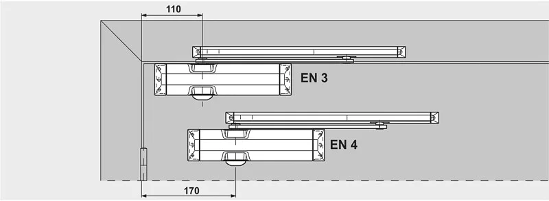 DORMA sulgur TS90 Impulse EN 3/4 liugvardaga hõbe
