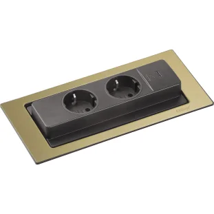 SCH EVOline Backflip pistikupesa, 2xSchuko+1xUSB-C, messing