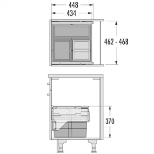 HAILO AS Cargo prügisüsteem 500mm 28L/17L, tumehall L468 x S434 x K370