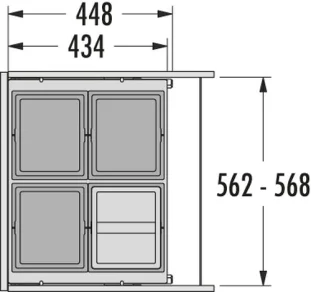 HAILO AS Cargo prügisüsteem 600mm 4x13L, tumehall L568 x S434 x K370